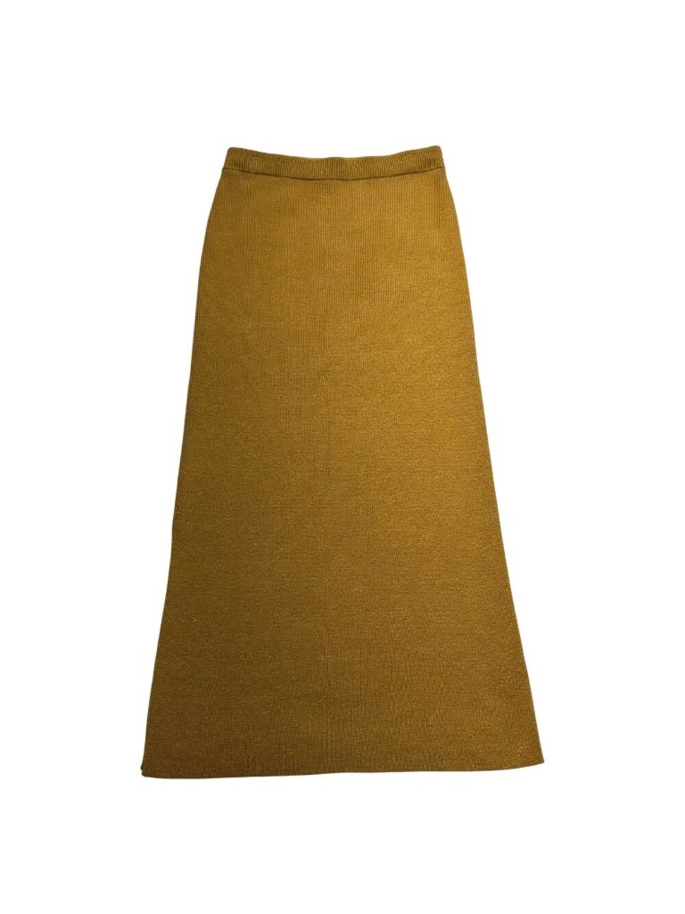 Garnet Hill Wool Linen Knit Maxi Sweater Skirt Size M Mustard Yellow Classic